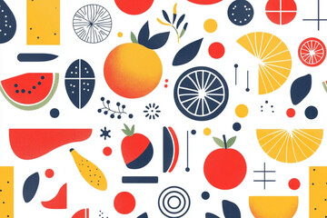 Geometric Abstract Fruit Pattern Artwork - 