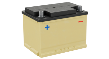 Isolated Car Battery with Plus and Minus Signs