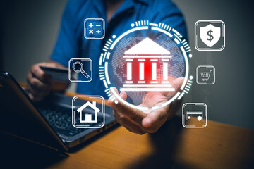 Digital banking revolution secure transactions online infographic modern office user-centric viewpoint financial technology insights