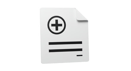 Isolated Medical Record Document with Plus Sign