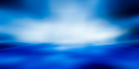 Blue room studio with spotlight gradient backdrop used for background and display your product.