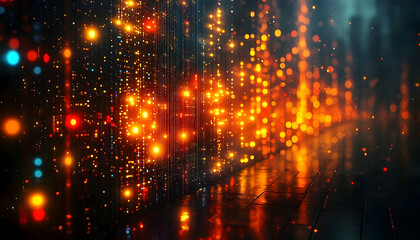 Abstract colorful digital city lights background