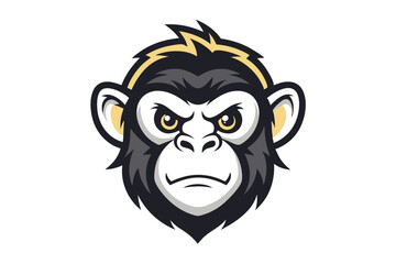 Detailed Monkey Mascot Head with Golden Accents on a White Background Design
