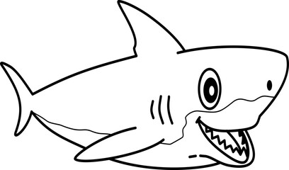Hand drawn shark cartoon doodle outline