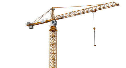 Isolated Yellow Construction Crane Lifting Heavy Loads