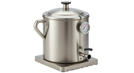Isolated Stainless Steel Brewing Kettle with Thermometer
