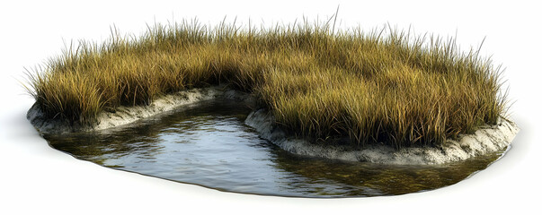 3D Grassy Inlet Illustration