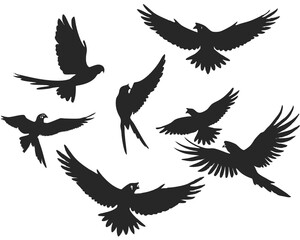 set of Macaw silhouette vector illustration
