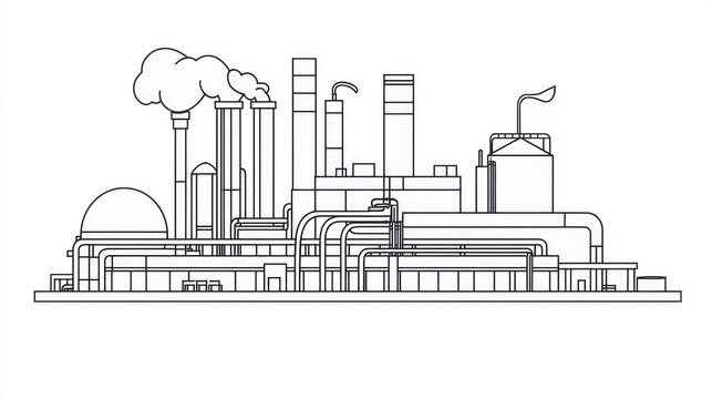 recommend clip art: Industrial plant line art illustration