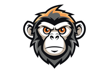 Fierce Monkey Mascot Logo with Bold Outline on White Background