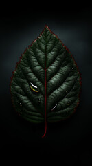 Leaf with Water Droplets: A close-up of a vibrant green leaf with water droplets, showcasing intricate details and textures against a dark backdrop.