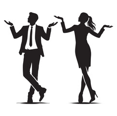 Silhouettes of People Shrugging person vector illustration.