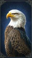 Fototapeta premium Majestic Eagle Staring Intently against a Decorative Background