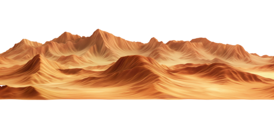 Desert with barren sands and rugged terrain isolated on white and transparent background, cut out png