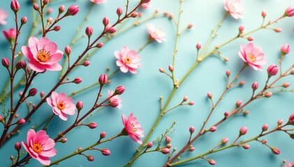 Delicate small floral sprigs, repeating pattern, delicate, minimalist, white
