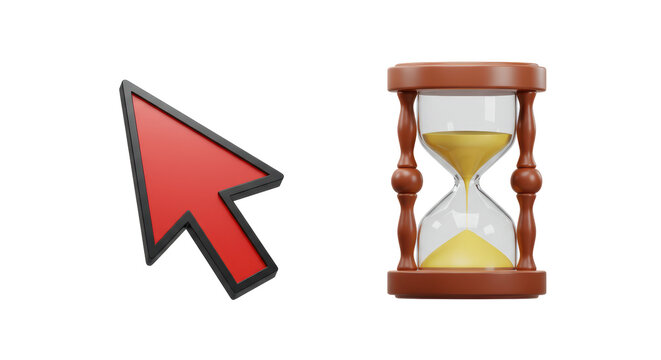 Isolated Computer Cursor Arrow and Hourglass Time Icon