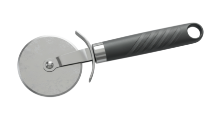 Isolated Pizza Cutter with Black Handle