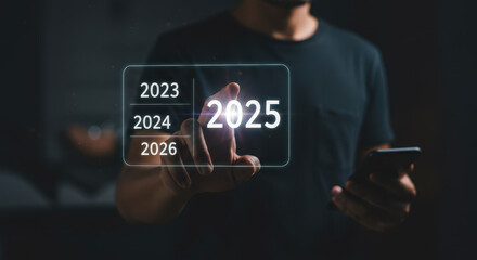 Choosing 2025: Future Planning with Technology, Forecasting Goals, and Selecting Success on Touchscreen - Business, Tech, New Year