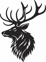 Majestic Stag Head Vector – Detailed Black and White Deer Illustration with Elegant Antlers for Logos, Branding & Modern Flat Design.