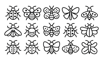 insect icons seamless pattern isolated on white ve