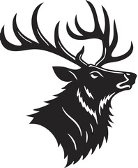 Majestic Stag Head Vector – Detailed Black and White Deer Illustration with Elegant Antlers for Logos, Branding & Modern Flat Design.