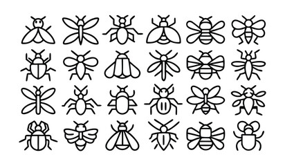 insect icons seamless pattern isolated on white ve