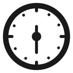 line icon of a clock or timer with both hands pointing vertically.