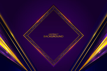 Realistic Purple Background With Golden Shapes