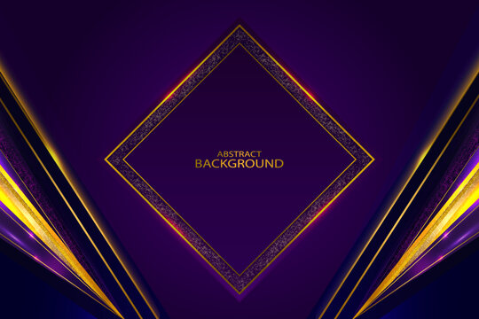 Realistic Purple Background With Golden Shapes