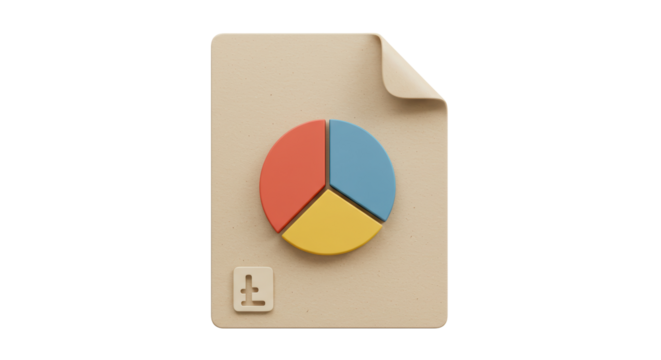Isolated Document with Pie Chart