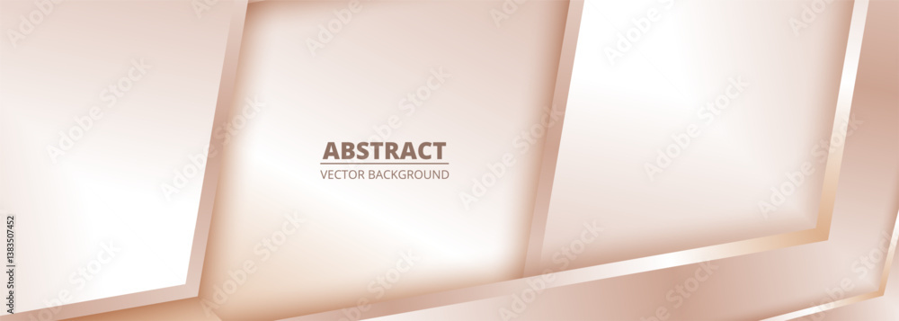 Aufkleber Rose gold gradient abstract background with geometric shapes. Wide 3d vector illustration