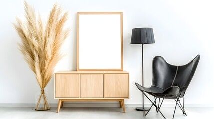 Stylish Minimalist Living Room Interior with Natural Elements and Elegant Furniture Arrangement