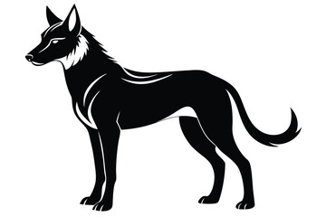 Elegant Silhouette Standing Anubislike Dog with Sharp Features 