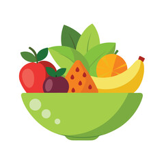 fresh fruit salad in bowl on a white background