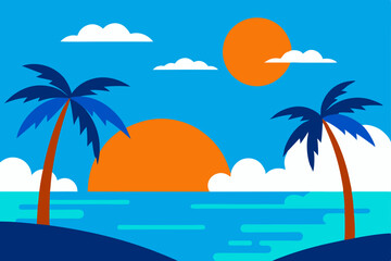 tropical island with palm trees