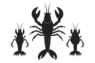 set of Lobster silhouette vector illustration