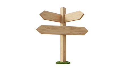 Isolated Wooden Sign Post with Three Arrows