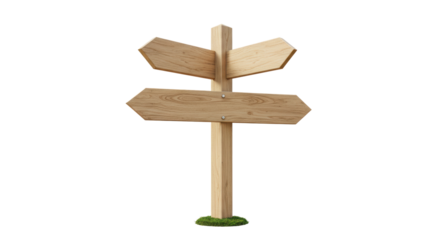 Isolated Wooden Sign Post with Three Arrows