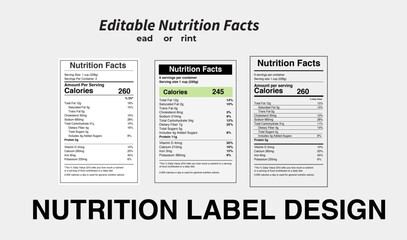 Nutrition fact template with infographic elements and clean business layout, most demanding design template, fully editable and Print Ready Design, for food or Supplement products
