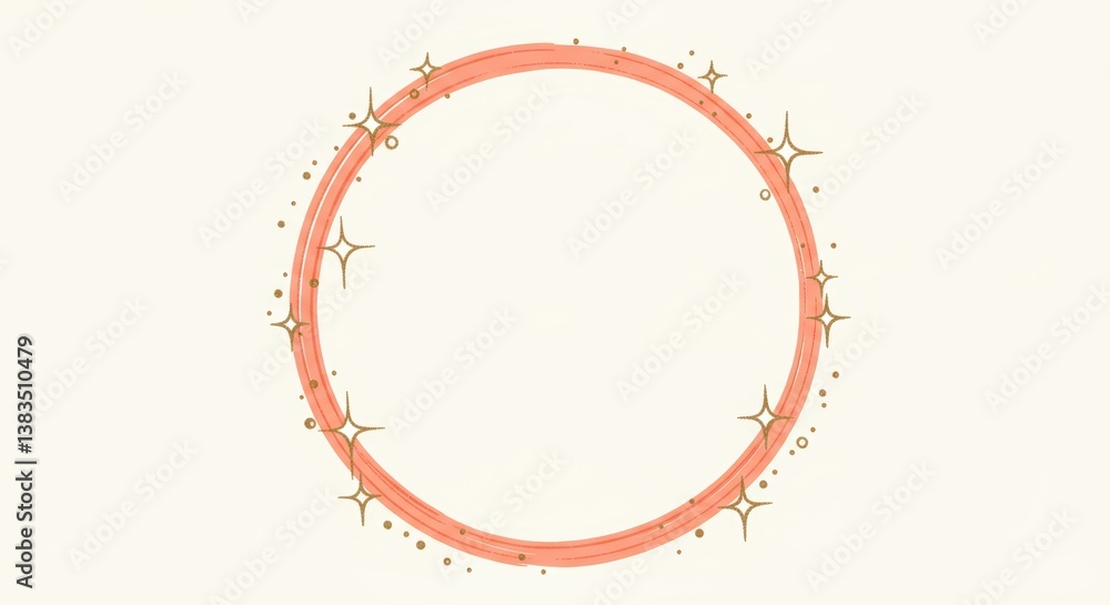 Poster elegant circular frame with stars and dots on soft background