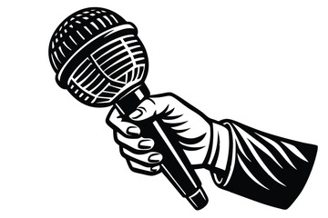 Hand Holding Classic Microphone 