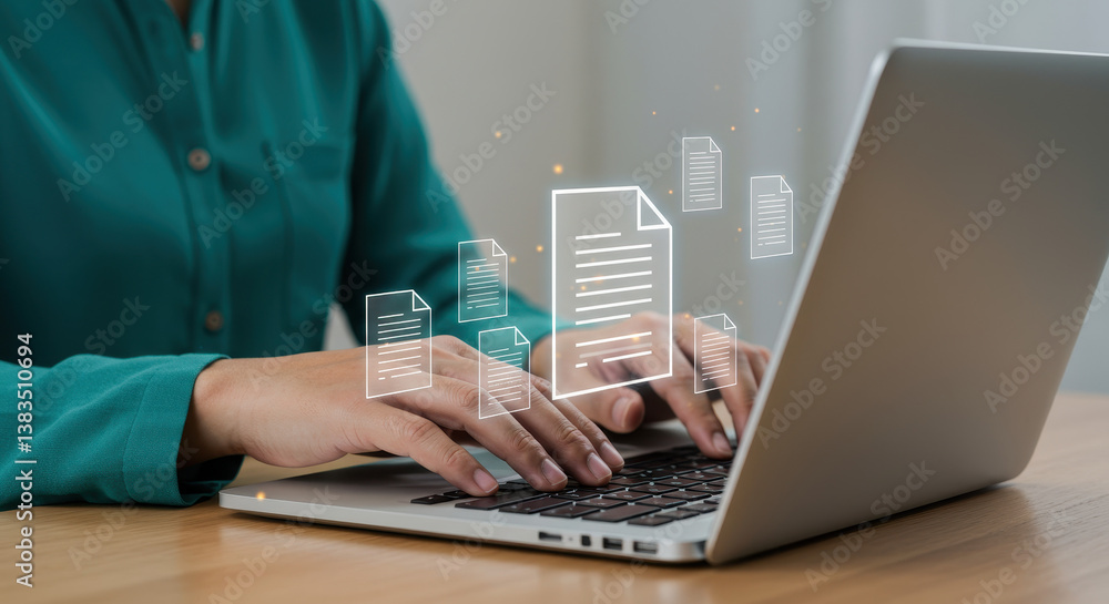 Poster digital documents: streamlining workflow with laptop & online files - efficiency, automation & manag