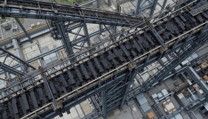  Industrial Transport System, Steel Framework Background, Intricate Mechanisms