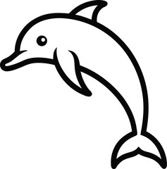 Cute dolphin jumping over water line art on white background. Ocean Animal Line Icon. representing spring break activities and themes, featuring beach, travel, and leisure symbol