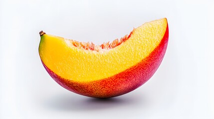 Vibrant, Fresh Slice of Juicy Melon with a Combination of Yellow and Red Skin on White Background