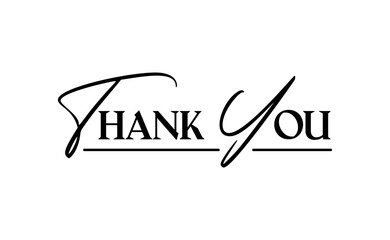 Thank You Typography, Elegant Black and White Design lettering, thanks message