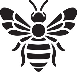 Black Bee Vector Silhouette.