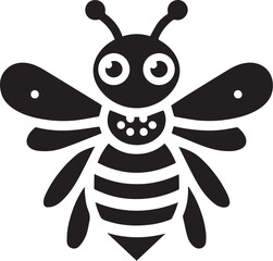 Black Bee Vector Silhouette.