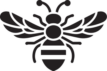 Black Bee Vector Silhouette.