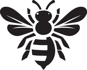 Black Bee Vector Silhouette.